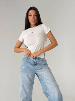 Жіноча літня футболка асиметричного крою Uaclothes 46-48 Білий (like33629-140331350)