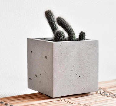 Кашпо з бетону для кактусів та сукулентів, мінімалізм (Сіре) GREYMIX Concrete Art