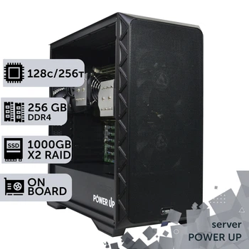 Сервер двухпроцессорный TOWER PowerUp #76 AMD EPYC 7763 x2 / 256 GB / SSD 1TB х2 Raid / Int Video