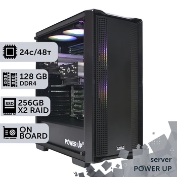 Сервер двухпроцессорный TOWER PowerUp #41 Xeon E5 2690 v3 x2 / 128 GB / SSD 256GB х2 Raid / Int Video