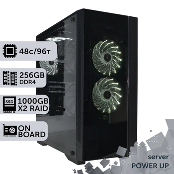 Сервер двухпроцессорный TOWER PowerUp #73 AMD EPYC 7413 x2 / 256 GB / SSD 1TB х2 Raid / Int Video