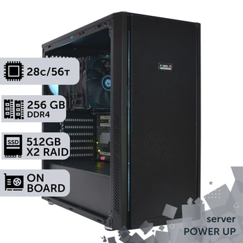 Сервер двухпроцессорный TOWER PowerUp #51 Xeon E5 2680 v4 x2 / 256 GB / HDD 6 TB / SSD 512GB х2 Raid / Int Video