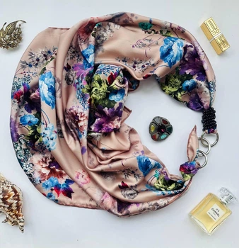 Преміумкомплект, дизайнерська хустка My Scarf "Рожева перлина" 100% шовк