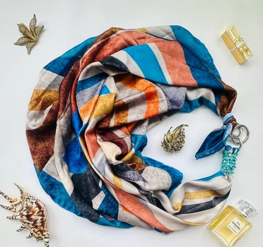 Дизайнерська хустка My Scarf "Лині долі" 90 на 90 см прикрашен бірюзою