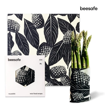 Вощанка багаторазова воскова серветка Beesafe обгортка для зберігання продуктів велика XL Чорні ананаси