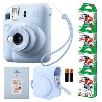 Подарунковий набір Fujifilm Instax Mini 12 Pastel Blue: Камера + Чохол + Ремінець Фотоальбом на 64 фото + Фотоплівка 40 шт + Подарункове пакування