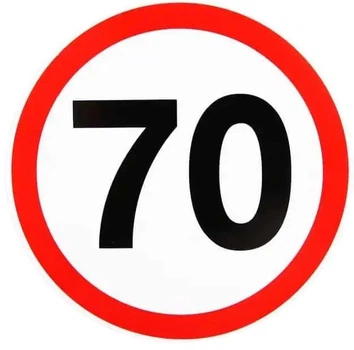 Наклейка знак Обмеження швидкості 70 14х14 см