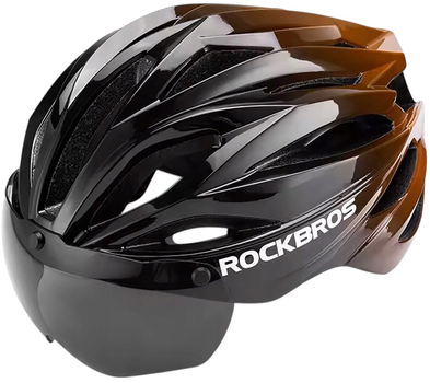 Kask rowerowy Rockbros z szybka, odpinane okulary z ochrona UV Black/Brown (5907769373404)