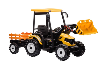 Traktor na akumulator Lean Toys Hercules z przyczepą Żółty (5904665993880)