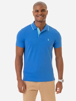 Поло довге чоловіче U.S. Polo Assn Slim Fit Stretch Pique Solid Polo 1182155-EE00A 2XL Синє (134991928326)