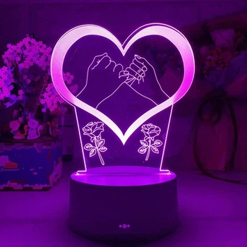 3D ночник Сердце на батарейках и USB, 21х11см/3D светильник/led светильник/Настольная 3д лампа