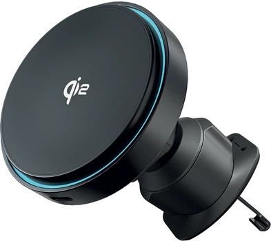 Автодержатель для телефона с беспроводной зарядкой Proove Light Circle Qi2 15W Black (600780001)