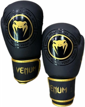 Боксерские перчатки Venum 10 унций черные/золотые