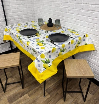 Скатерть водоотталкивающая (с тефлоновым покрытием) Lemon с окантовкой 100х150 см разноцветная