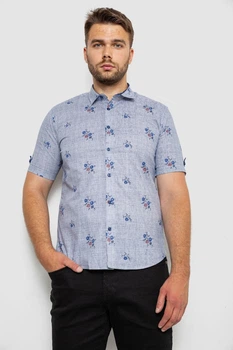 Сорочка чоловіча з принтом, колір синій, 214R6917-88, 4XL