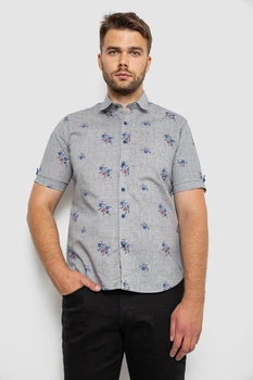 Сорочка чоловіча з принтом, колір сірий, 214R6917-88, 4XL