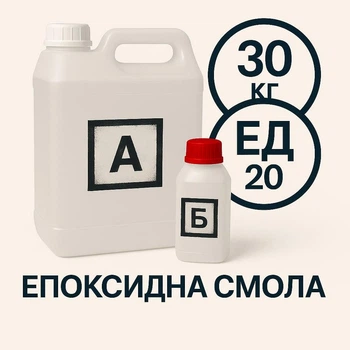 Эпоксидная смола ЭД 20 с отвердителем 30 кг + 3 кг, прозрачная, для изготовления столешниц, картин, рукоделия, творчества, бижутерии, ювелирных изделий, A.N.B.