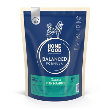 Сухий корм HOME FOOD для дорослих собак середніх порід з чутливим травленням "Риба та кролик" Sensitive Balanced Formula, 300 г