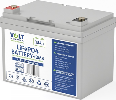 Akumulator Volt LiFePO4 12.8V 33Ah 30A BMS (6AKLI03312)