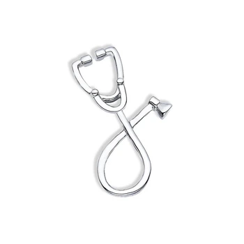 Брошка BROCHE біжутерія Медицина Стетоскоп для лікаря срібляста BRBF114050