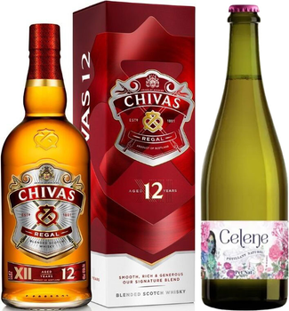 Виски Chivas Regal 12 лет выдержки 1 л 40% в подарочной упаковке + Вино игристое Celene Pet'nat Sauvignon Blanc белое сухое 0.75 л 12% (080432400432R+3504300000205)