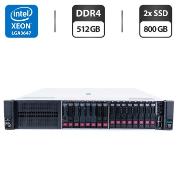 Сервер HP ProLiant DL380 Gen10 (8x 2.5 SFF, 8x 2.5 U2 NVMe) 2U Rack / 2x Intel Xeon Gold 6138 (20 (40) ядра по 2.0 - 3.7 GHz) / 512 GB DDR4 / 2x 800 GB SSD (SAS) / RAID HP Smart Array P408 / 2x 500W б/у
