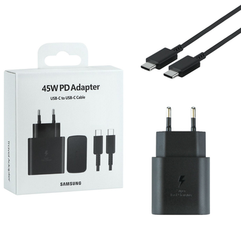 Зарядний пристрій Samsung PD45W/3A Type-C швидка зарядка Super Fast Charge + кабель Type-C Black