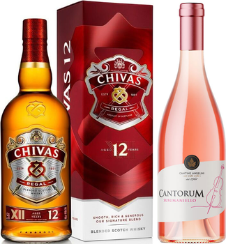 Виски Chivas Regal 12 лет выдержки 1 л 40% в подарочной упаковке + Вино Cantorum SALENTO IGT SUSUMANIELLO виноградное натуральное розовое сухе 0.75 л 12.5% (080432400432R+8020685019557)
