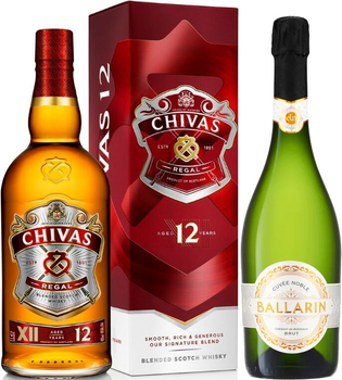 Виски Chivas Regal 12 лет выдержки 1 л 40% в подарочной упаковке + Вино игристое Celene Crémant Cuvée Noble White Brut белое брют 0.75 л 12% (080432400432R+3504300000762)