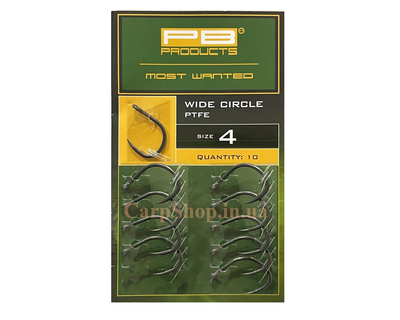 Карповые крючки PB Products Wide Circle PTFE №4 10шт. Вайд Гейп,24211