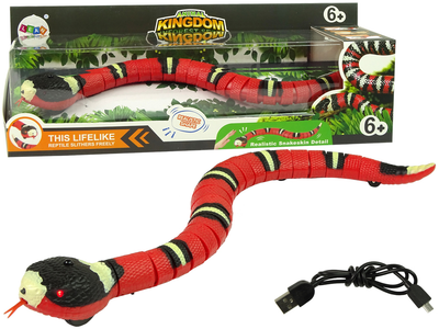 Interaktywna zabawka Lean Toys Wąż z czarnymi paskami czerwony (10384) (5904665992234)