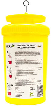 Пастка Vaco ECO від ос, шершнів та мух + рідина для поповнення 200 мл (5907596406498)