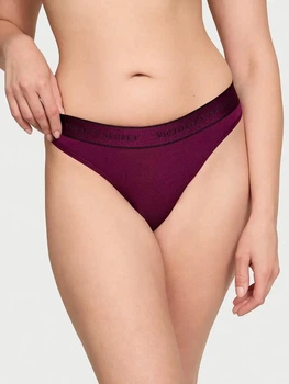 Трусики танга жіночі бавовняні Victoria's Secret 26917098 S Бордові (2126439778258)
