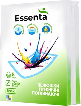 Пелюшки гігієнічні поглинаючі Essenta Basic 60x90 cм 5 шт (4820264120667)