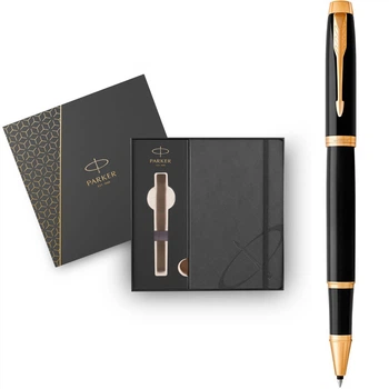 Ручка роллерная Parker 22022b24 IM 17 Black + блокнот, набор подарочный