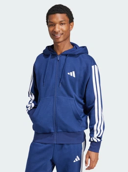 Толстовка на флисе, на молнии мужская Adidas Essentials 3-Stripes Fleece JD1868 M Синяя (4067887462112)