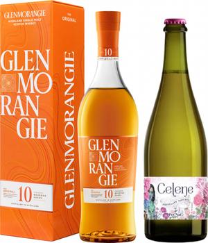 Виски Glenmorangie Original 10 лет выдержки 0.7 л 40% в подарочной упаковке + Вино игристое Celene Pet'nat Sauvignon Blanc белое сухое 0.75 л 12% (5010494560282+3504300000205)