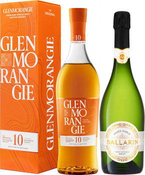 Виски Glenmorangie Original 10 лет выдержки 0.7 л 40% в подарочной упаковке + Вино игристое Celene Crémant Cuvée Noble White Brut белое брют 0.75 л 12% (5010494560282+3504300000762)
