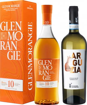 Виски Glenmorangie Original 10 лет выдержки 0.7 л 40% в подарочной упаковке + Вино виноградное натуральное Cantina di Solopaca Arguzia Coda di Volpe Sannio DOP белое сухое 0.75 л 13.5% (5010494560282+8005372001824)