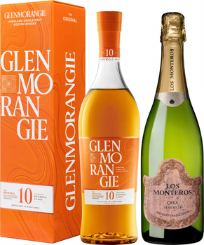 Виски Glenmorangie Original 10 лет выдержки 0.7 л 40% в подарочной упаковке + Вино игристое Los Monteros Cava Semi Seco белое полусухое 0.75 л 11.5% (5010494560282+8410388017330)