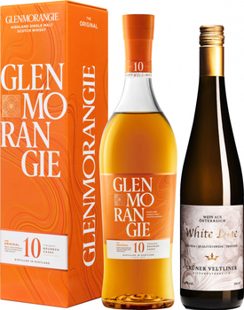Виски Glenmorangie Original 10 лет выдержки 0.7 л 40% в подарочной упаковке + Вино White Line Gruner Veltliner белое сухое 0.75 л 12.5% (5010494560282+9006097002010)