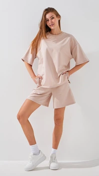 Шорти трикотажні однотонні жіночі LAWA WBC02406 XS Світло-бежевий shop (2000999216480)