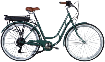 Велосипед з електроприводом 28" ST Dorozhnik eRETRO Vbr FR рама-19" 36B 12.5А*г 500Вт зелено-сірий PANTONE 5477 C 2025 (ELB-D-28-069)