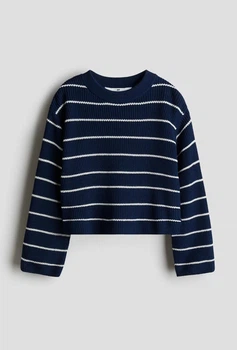 Підлітковий в'язаний светр для дівчинки H&M 134-140 см Синій (25062611A)