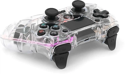 Беспроводной геймпад Brazzers BR-P05 для PS4/PC/IOS/Android DUAL Motor Vibration, BT4.0, AUX, LED light bar, Transparent, 3.7V, 600mAh, Blister-box (YT39234)