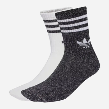 Набір чоловічих шкарпеток високих бавовняних Adidas 3-Stripes Glitter Crew Socks 2 Pairs JV6049 43-45 2 пари Чорний/Білий (4068807926554)