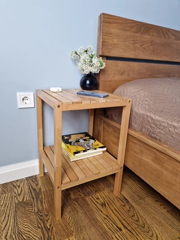 Тумба прикроватная 36х36х50 см из натурального дерева бук покрытая лаком WoodDecor