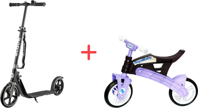 Самокат Blade Sport FunTom 230/200 Black/Grey (230189)+ Беговел Real Baby KB7500 Purple-Brown в подарок!