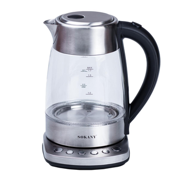 Електрочайник з підсвічуванням Sokany SK-09003 Electric Kettle чайник електричний скляний з вибором температури 2200W 1,7l