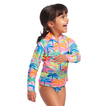 Детская солнцезащитная накидка Funkita Toddler Girl's Zippy Rash Vest Poka Palm размер 4 розовый (FKS023G71734) 110
